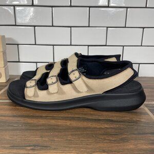 LL Bean Shoes Womens Size 8 Beige Black Outdoor Slingback Fisherman Sandals